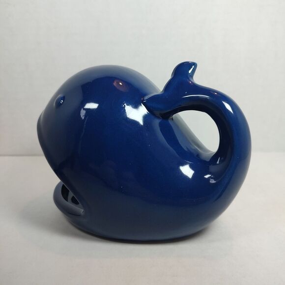 Navy Blue Whale Ceramic Kitchen Sponge Holder Multipurpose Figurine Nautical - Picture 9 of 16